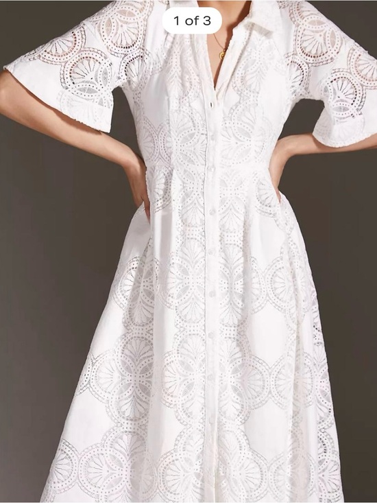 Anthropologie Dresses & Skirts - Anthropologie White Eyelet Maxi Shirt Dress